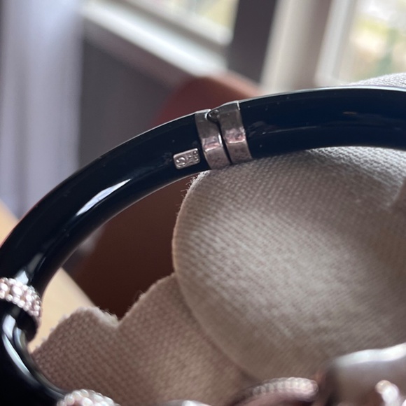 Arte d'Argento vintage sterling silver and enamel panther head hinged bracelet - Picture 7 of 15